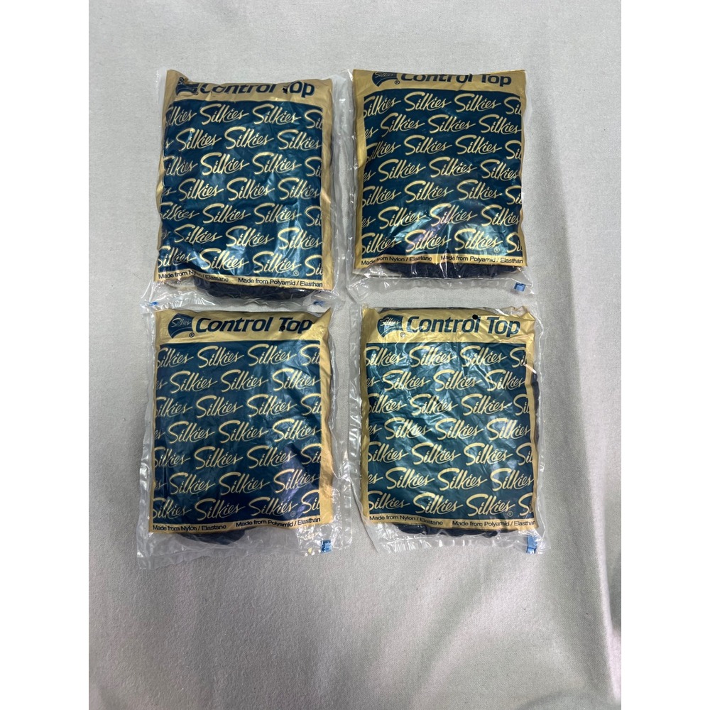 NOS Silkies Control Top Pantyhose Navy Blue Vintage Office Medium Lot of 4 Pairs